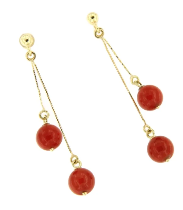 Roman Joyero Pendientes<Pendiente FINGI en oro amarillo de 18 kilates y bolas de coral.
