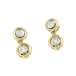 Roman Joyero Pendientes<Pendiente FUNI de brillantes en oro amarillo y blanco de 18 ktes
