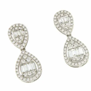 Roman Joyero Pendientes<Pendiente GARBOSO baguettes y brillantes en oro blanco de 18 ktes