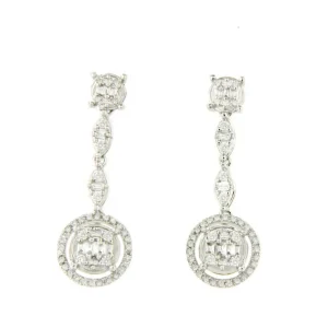 Roman Joyero Pendientes<Pendiente HALCON largos en oro blanco de 18 ktes con brillantes