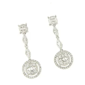 Roman Joyero Pendientes<Pendiente HALCON largos en oro blanco de 18 ktes con brillantes