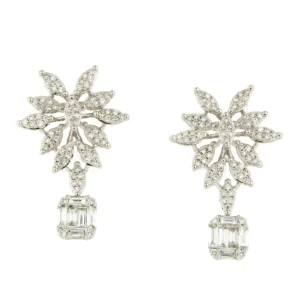 Roman Joyero Pendientes<Pendiente IDILICO en oro blanco de 18 ktes con brillantes y baguettes