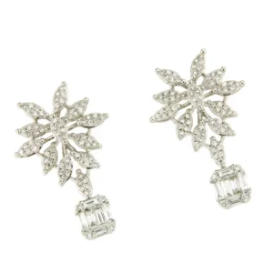 Roman Joyero Pendientes<Pendiente IDILICO en oro blanco de 18 ktes con brillantes y baguettes