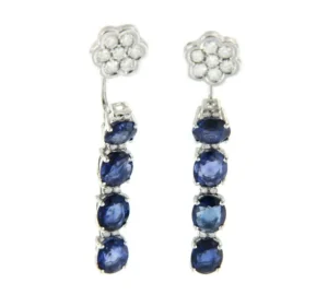 Roman Joyero Pendientes<Pendiente largo de oro blanco, zafiros y diamantes
