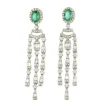 Roman Joyero Pendientes<Pendiente LILLE largos en oro blanco de 18 ktes con esmeraldas y brillantes