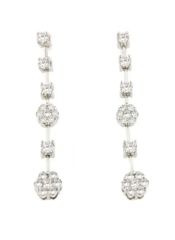 Roman Joyero Pendientes<Pendiente MACON largo con brillantes en oro blanco de 18 ktes