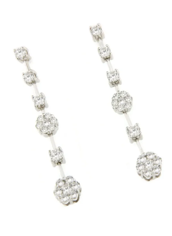 Roman Joyero Pendientes<Pendiente MACON largo con brillantes en oro blanco de 18 ktes