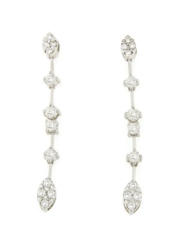 Roman Joyero Pendientes<Pendiente MULHOUSE largos en oro blanco de 18 ktes con brillantes