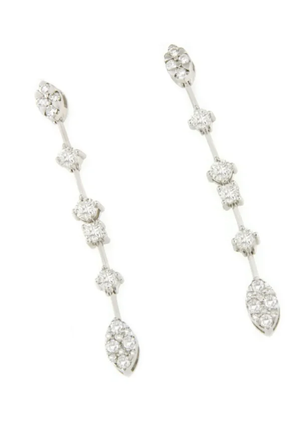 Roman Joyero Pendientes<Pendiente MULHOUSE largos en oro blanco de 18 ktes con brillantes