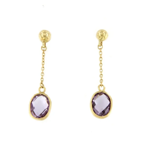 Roman Joyero Pendientes<Pendiente NARIÑO en oro amarillo de 18 ktes con amatista