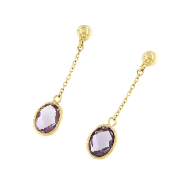 Roman Joyero Pendientes<Pendiente NARIÑO en oro amarillo de 18 ktes con amatista