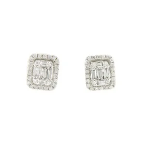 Roman Joyero Pendientes<Pendiente rectangular KUZU en oro blanco de 18 ktes baguettes