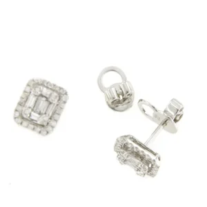 Roman Joyero Pendientes<Pendiente rectangular KUZU en oro blanco de 18 ktes baguettes