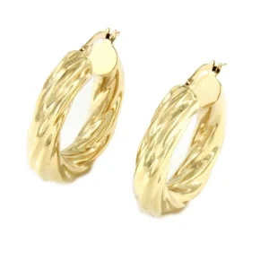Roman Joyero Pendientes<Pendiente VIVO argolla o aros con gallones en oro amarillo de 18 ktes