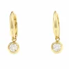 Roman Joyero Pendientes<Pendientes argollas con circonita colgando BEYAZ en oro 18 kts
