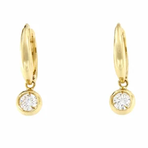 Roman Joyero Pendientes<Pendientes argollas con circonita colgando BEYAZ en oro 18 kts