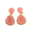 Roman Joyero Pendientes<Pendientes cortos con diamantes y ópalo rosa.