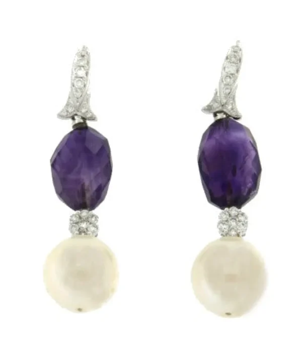 Roman Joyero Pendientes<Pendientes desmontables de oro blanco con brillantes y perlas indonesia
