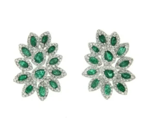 Roman Joyero Pendientes<Pendientes EMERITA de oro blanco, brillantes y esmeraldas.