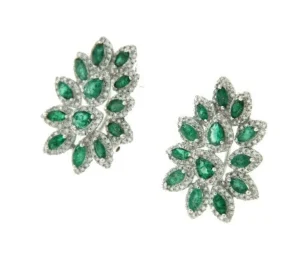 Roman Joyero Pendientes<Pendientes EMERITA de oro blanco, brillantes y esmeraldas.