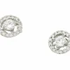 Roman Joyero Pendientes<Pendientes FERRARA solitario rodeado de brillantes oro blanco 18 ktes