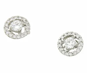 Roman Joyero Pendientes<Pendientes FERRARA solitario rodeado de brillantes oro blanco 18 ktes