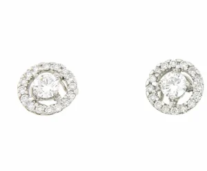 Roman Joyero Pendientes<Pendientes FERRARA solitario rodeado de brillantes oro blanco 18 ktes