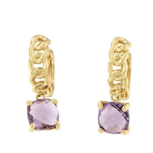 Roman Joyero Pendientes<Pendientes GARDENIA en oro amarillo barbados con amatista