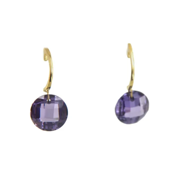 Roman Joyero Pendientes<Pendientes HATICE en oro amarillo con amatista o cuarzo celeste