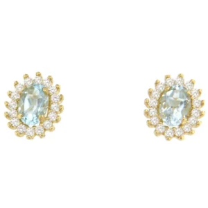 Roman Joyero Pendientes<Pendientes KARAKA en oro amarillo de 18 kilates circonitas con aguamarina