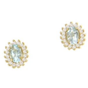 Roman Joyero Pendientes<Pendientes KARAKA en oro amarillo de 18 kilates circonitas con aguamarina