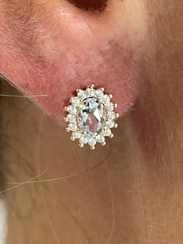 Roman Joyero Pendientes<Pendientes KARAKA en oro amarillo de 18 kilates circonitas con aguamarina