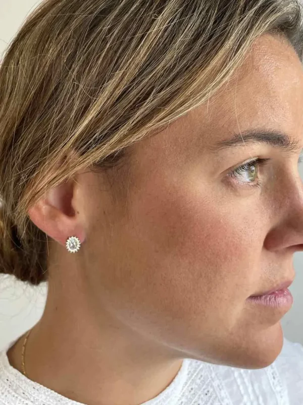 Roman Joyero Pendientes<Pendientes KARAKA en oro amarillo de 18 kilates circonitas con aguamarina