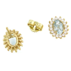 Roman Joyero Pendientes<Pendientes KARAKA en oro amarillo de 18 kilates circonitas con aguamarina
