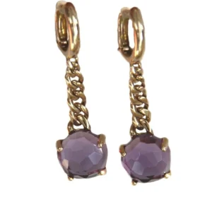 Roman Joyero Pendientes<Pendientes largos de argolla en oro amarillo con amatistas