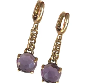 Roman Joyero Pendientes<Pendientes largos de argolla en oro amarillo con amatistas