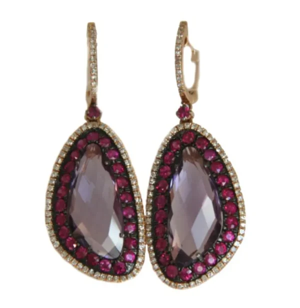 Roman Joyero Pendientes<Pendientes largos de oro rosa con piedras irregulares