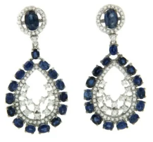 Roman Joyero Pendientes<Pendientes largos de oro, brillantes y zafiros.