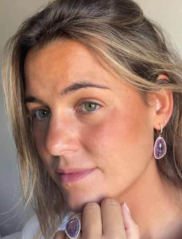 Roman Joyero Pendientes<Pendientes largos de oro rosa con piedras irregulares
