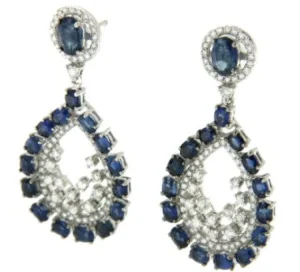 Roman Joyero Pendientes<Pendientes largos de oro, brillantes y zafiros.