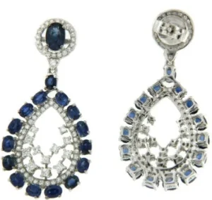 Roman Joyero Pendientes<Pendientes largos de oro, brillantes y zafiros.