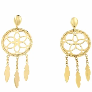Roman Joyero Pendientes<Pendientes largos SINAN rosetón con hojas en oro 18 Kilates