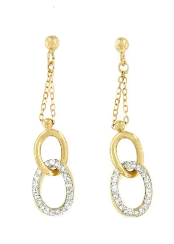 Roman Joyero Pendientes<Pendientes largos ZEKI en oro amarillo de 18 ktes con circonitas