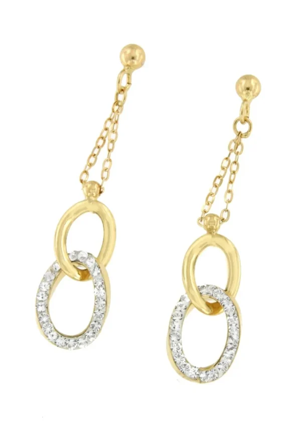 Roman Joyero Pendientes<Pendientes largos ZEKI en oro amarillo de 18 ktes con circonitas