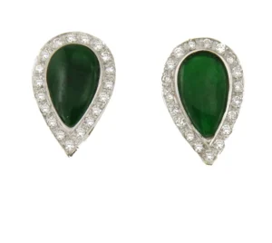Roman Joyero Pendientes<Pendientes LUJAN en oro blanco 18 ktes con jade y brillantes