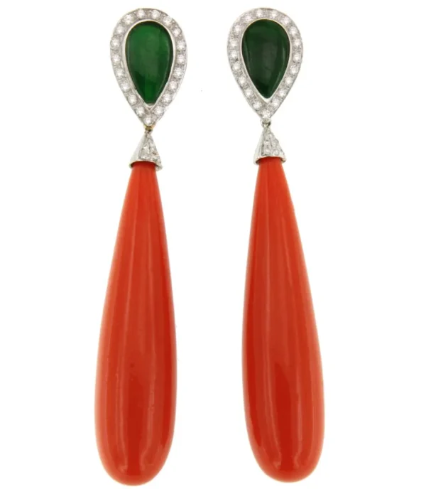 Roman Joyero Pendientes<Pendientes LUJAN en oro blanco 18 ktes con jade y brillantes