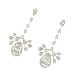 Roman Joyero Pendientes<Pendientes MARSELLA largos en oro blanco 18 ktes y brillantes