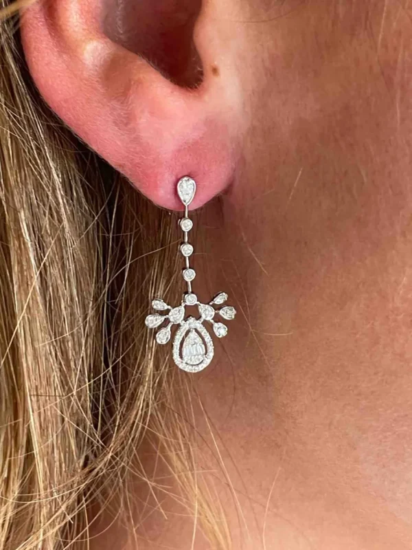 Roman Joyero Pendientes<Pendientes MARSELLA largos en oro blanco 18 ktes y brillantes