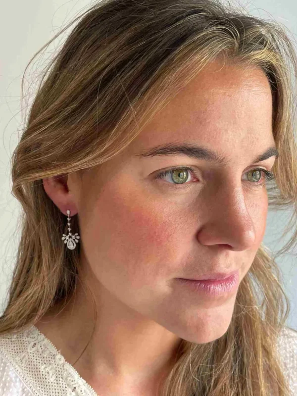 Roman Joyero Pendientes<Pendientes MARSELLA largos en oro blanco 18 ktes y brillantes