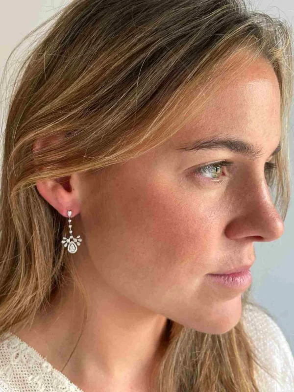Roman Joyero Pendientes<Pendientes MARSELLA largos en oro blanco 18 ktes y brillantes